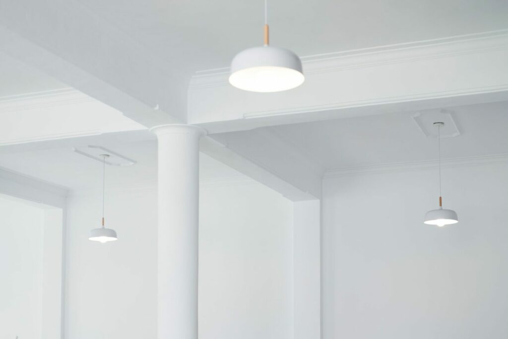 a plain white ceiling and walls